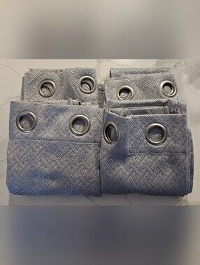 Set of Gray Textured Grommet Curtains